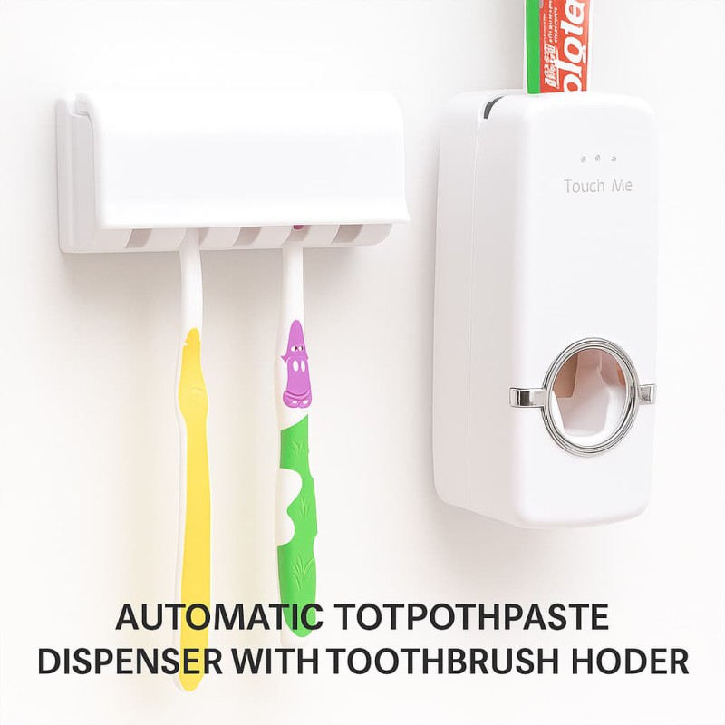 Automatic Toothpaste Dispenser with Toothbrush Holder