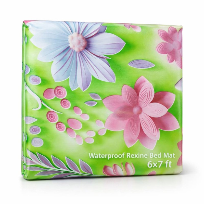 Waterproof Rexine Bed Mat 6×7 ft (Floral Print)