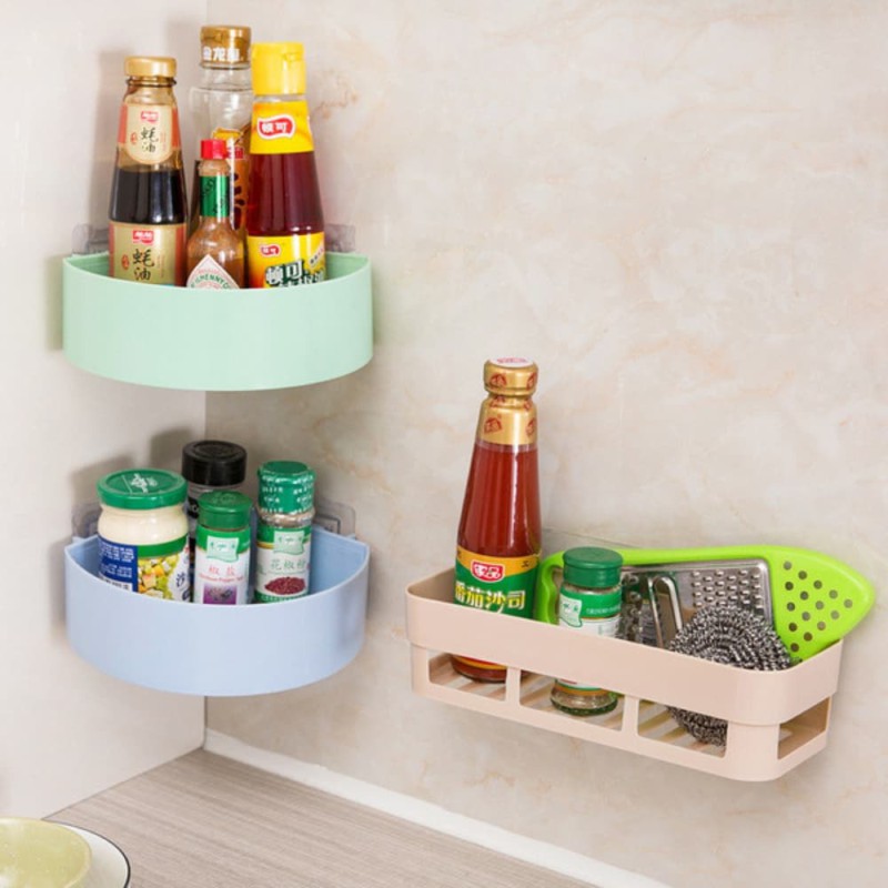 Punch-Free Bathroom Corner Shelf Wall Storage Rack