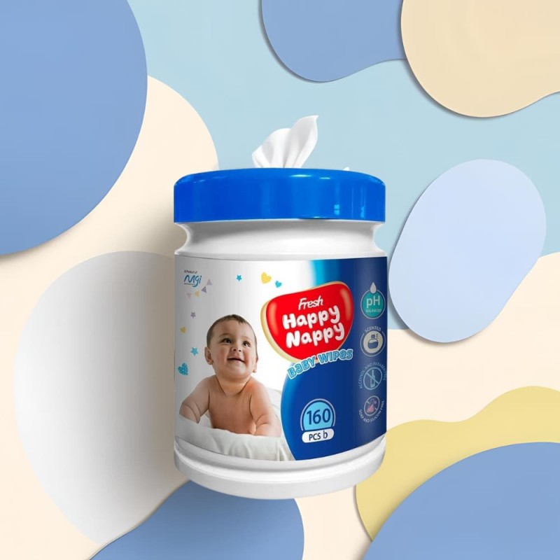Fresh Happy Nappy Baby Wipes (Jar) 160pcs