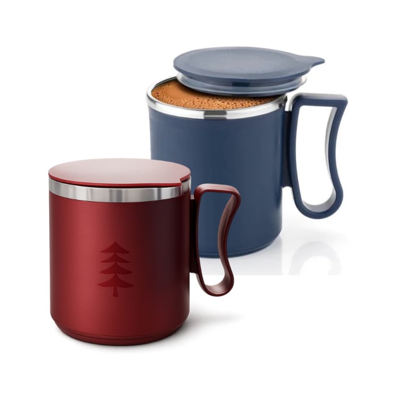 Insulated Stainless Steel Coffee Mug with Lid – Double Wall