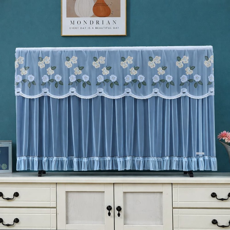 Blue 50” LED TV Cover – Elastic Lace Dust Protector