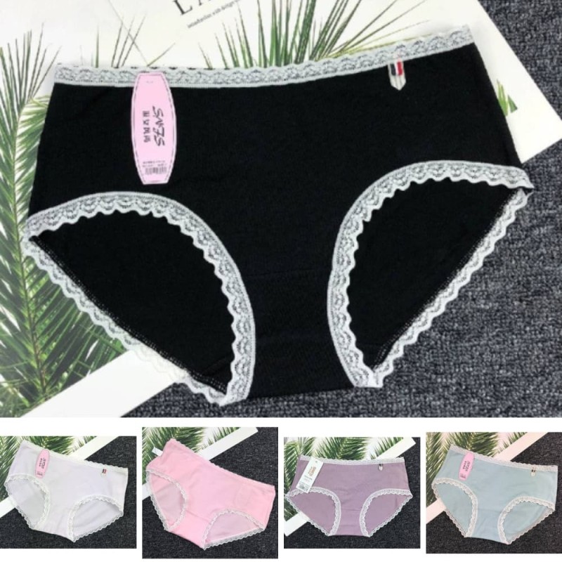China pure cotton ladies double-layer bite lace side breathable underwear