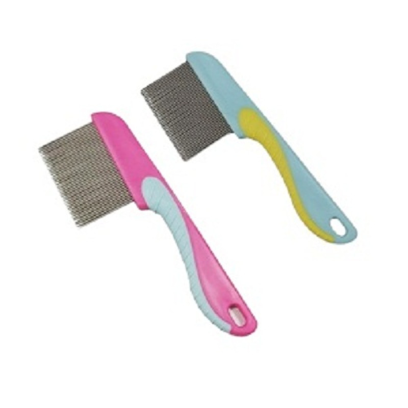 Long Non slip Handle Short Effective hair lice comb with big steel bristles (3 pcs)