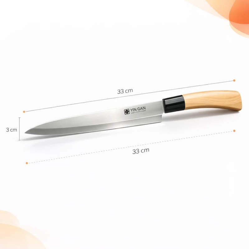 Heavy Duty 33cm Stainless Steel Kitchen Knife with Wooden Handle for Fruit & Vegetable