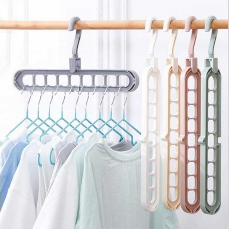 Fast brand Multifunctional nine -hole folding clothing hanger (1Pcs)
