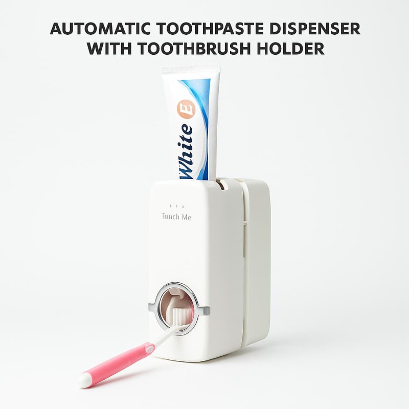 Automatic Toothpaste Dispenser with Toothbrush Holder