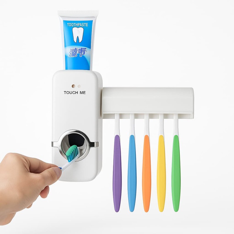 Automatic Toothpaste Dispenser with Toothbrush Holder