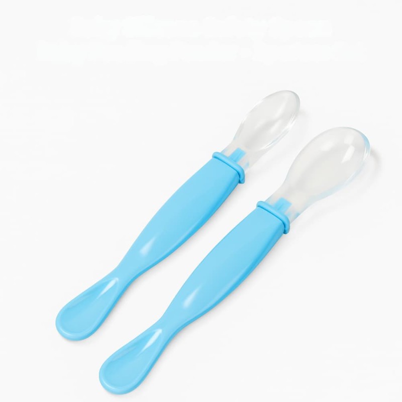 Baby Silicone Safety Spoon Baby Feeding Feeder 2pcs Set
