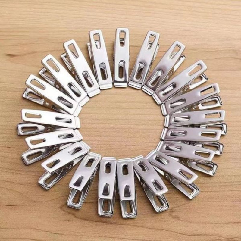 20pcs Stainless Steel Clothes Clips | Strong Windproof Cloth Hanger