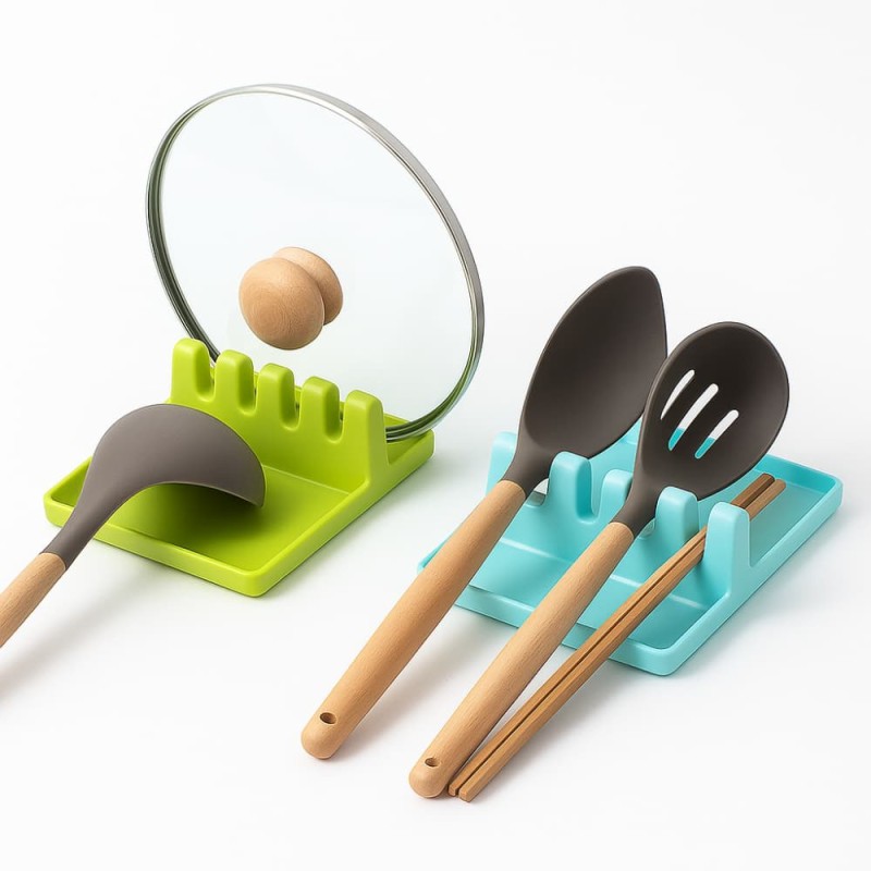 Spoon Holders for Kitchen – Non-Slip Plastic Utensil Rest & Spatula Rack Organizer