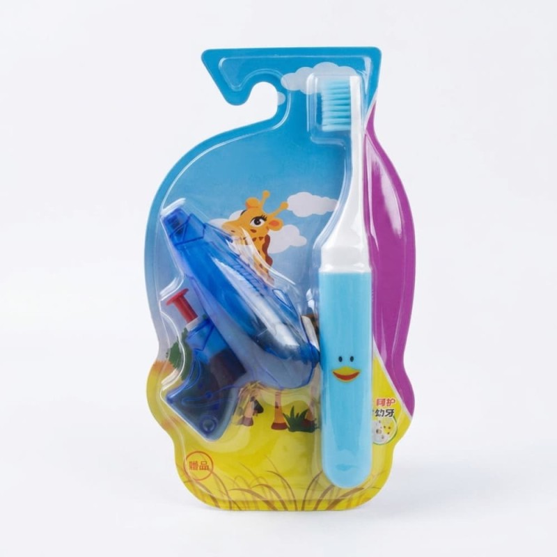 China  Kids Folding Toothbrush & Water Gun Set: Soft Gum Protection for 3-12 Years Blue 1Pcs