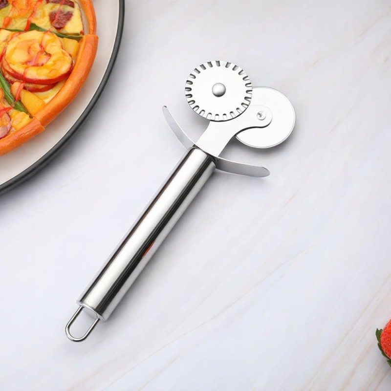 2 in 1 Stainless Steel Pizza & Cookie Cutter Roller