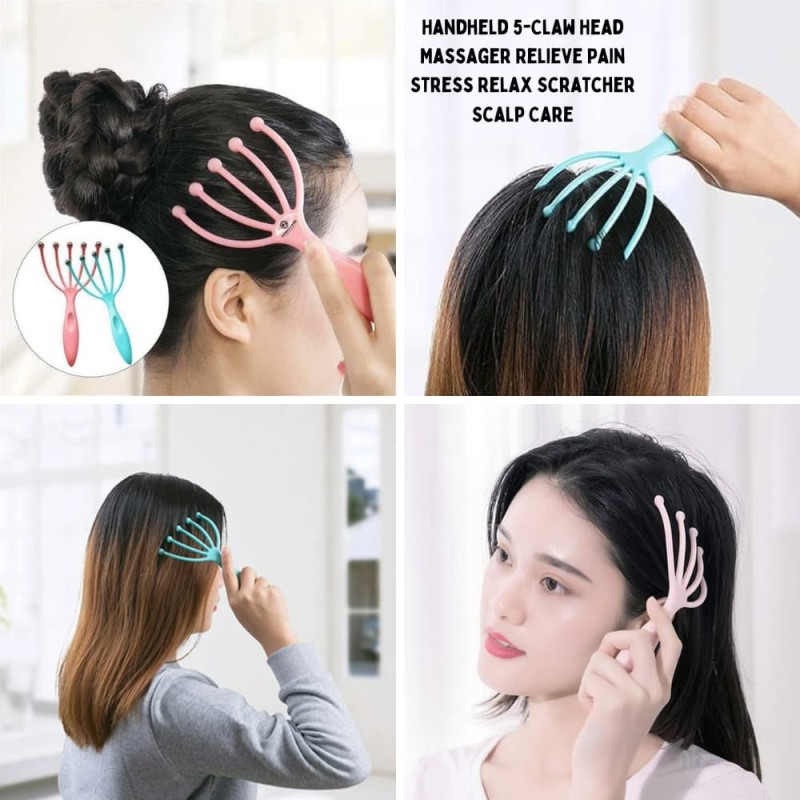 Handheld 5-Claw Head Massager Relieve Pain Stress Relax Scratcher Scalp Care