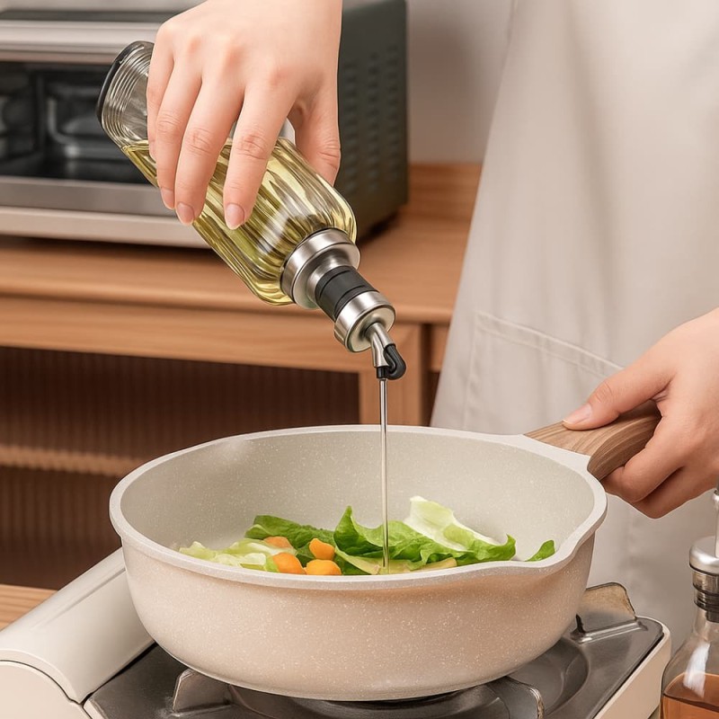 300ML Glass Oiler Bottle  Leak-Proof Kitchen Oil Pot with Scale