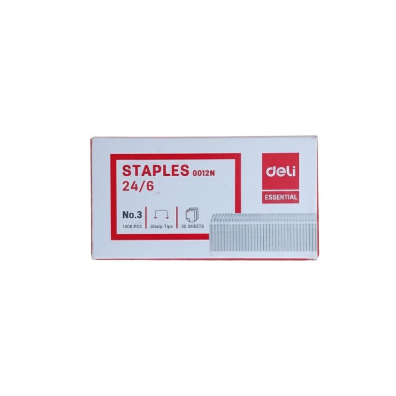 Deli 24/6 Staples – Sharp Tips, 30-Sheet Capacity