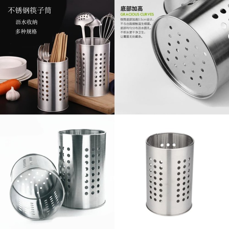 Stainless Steel Kitchen Utensil Holder with Drain Holes