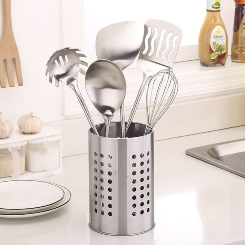 Stainless Steel Kitchen Utensil Holder with Drain Holes