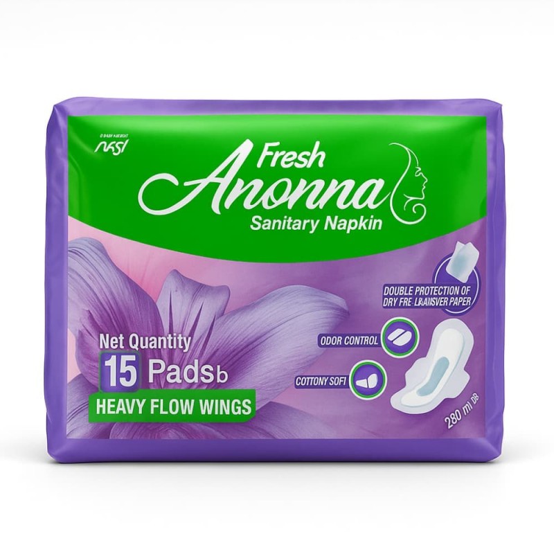 Fresh Anonna Sanitary Napkin Heavy Flow Wings 290mm - 15 Pads (Pack)