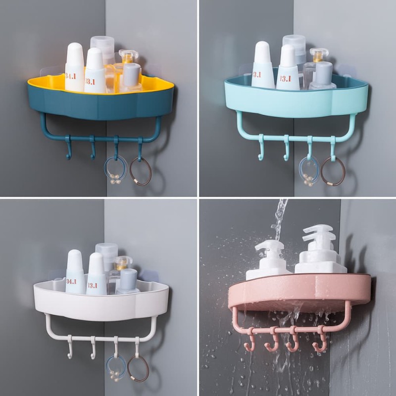 High Quality Punch-free Corner Bathroom & Kitchen Shelf – Nordic Triangle Wall Storage Rack