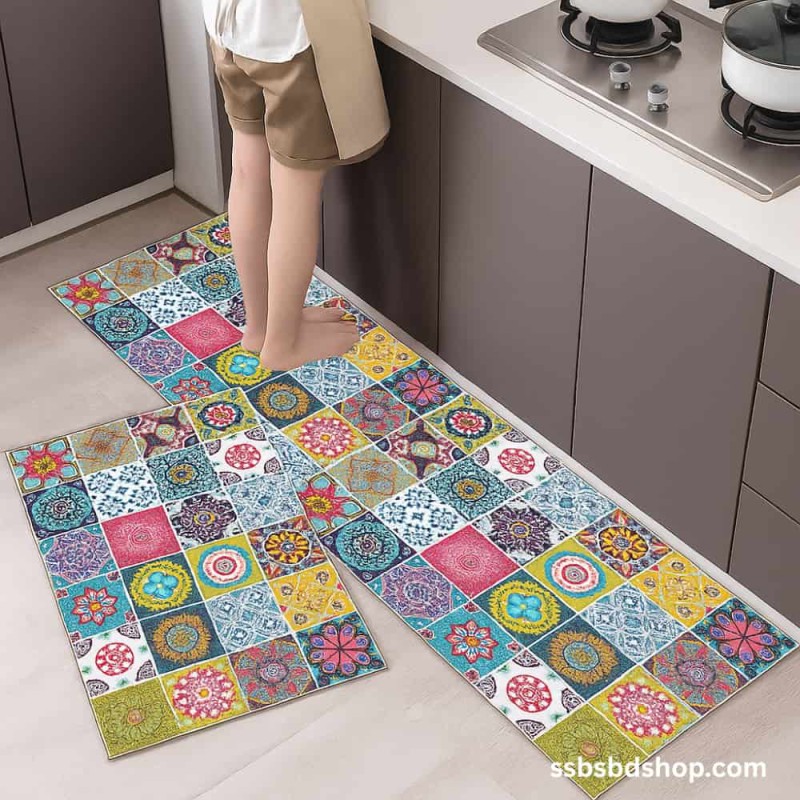3D Geometric Anti-Slip Kitchen Floor Rug Set-Coad 02