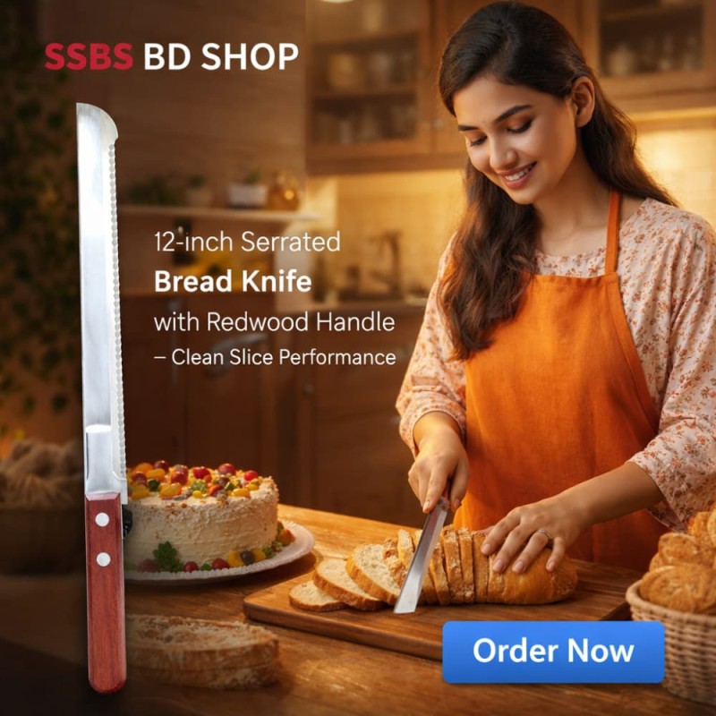 33cm Stainless Steel Serrated Bread & Cake Knife – Smooth Cutting