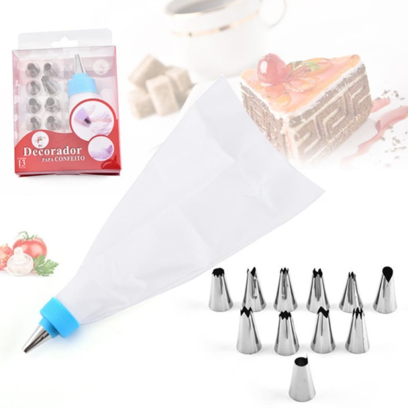 12-Piece Cake Decorating Set with Stainless Steel Piping Tips