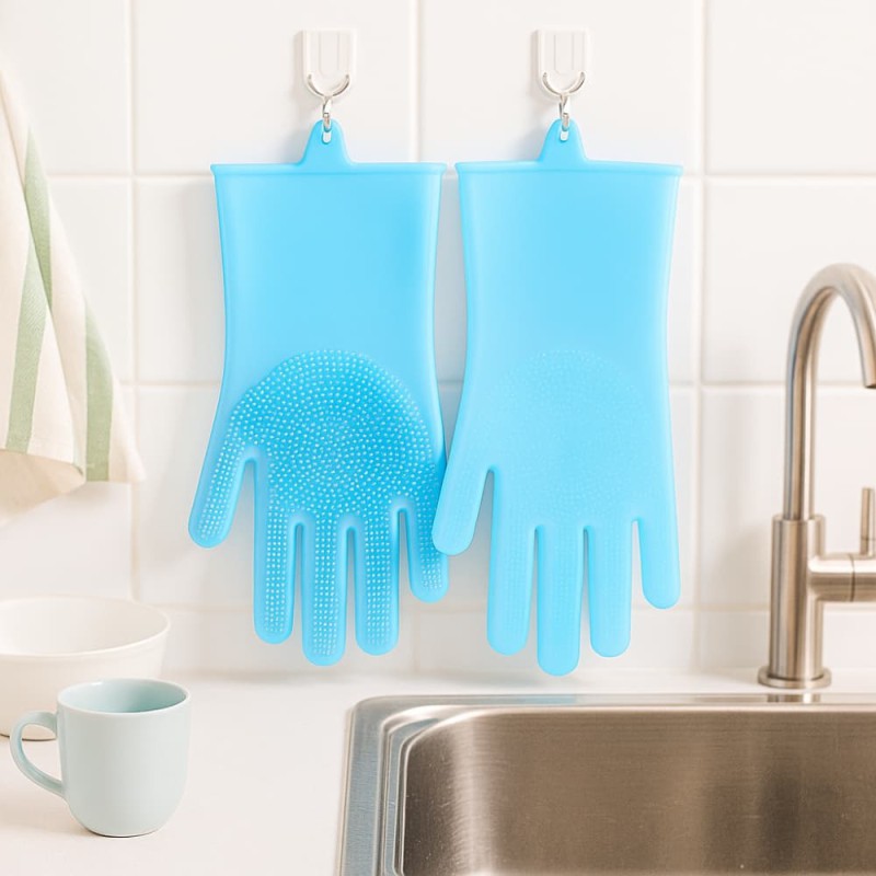 Silicone Dishwashing Kitchen Hand Gloves – Heat Resistant, Non-Slip, Multipurpose Cleaning Gloves for Easy & Convenient Washing