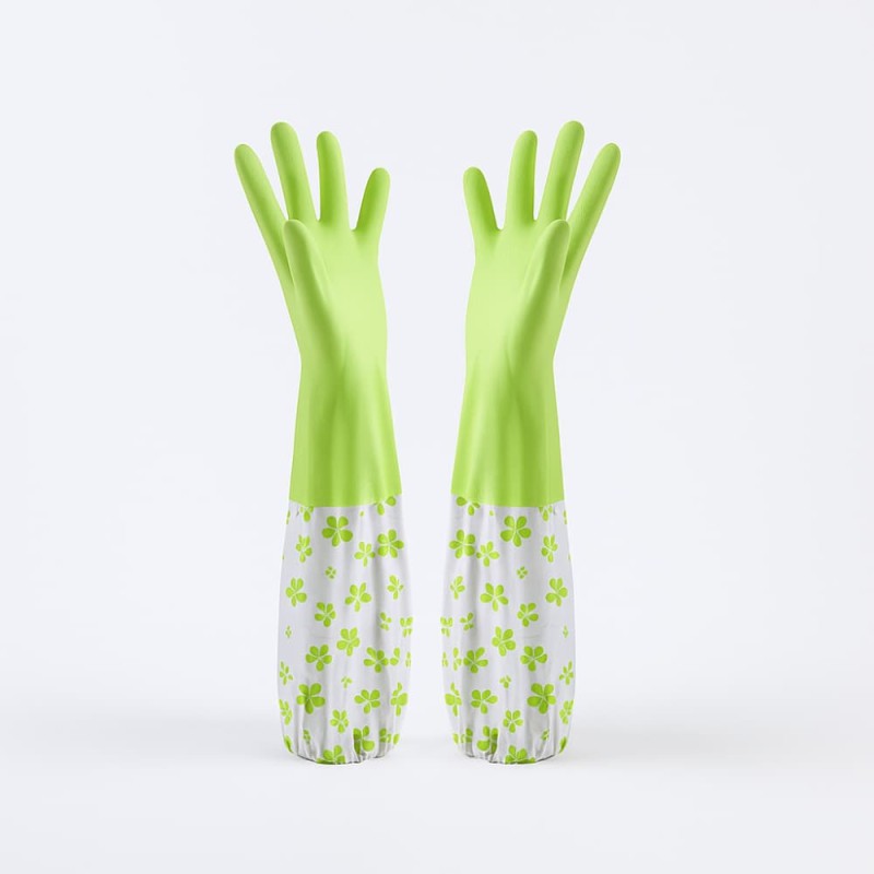Long Rubber Kitchen Washing Gloves with Drawstring – Household Cleaning Gloves