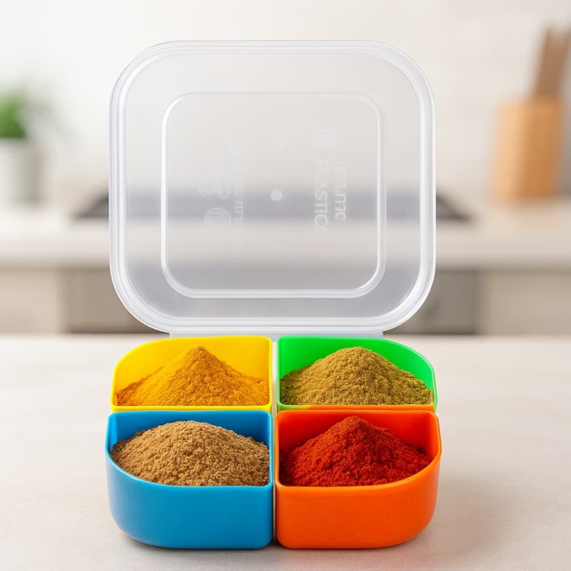 Mosala Dani Square Box – 1 Pc BP Plastic with 4 Small Spice Bowls