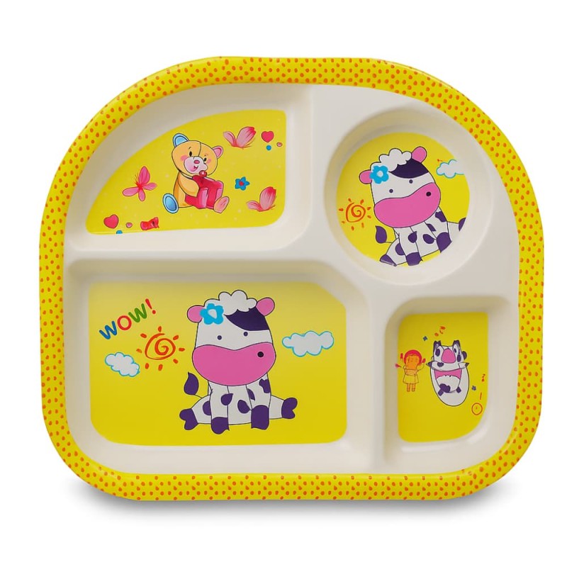 Cute Baby Melamine Plate 4 Compartment Feeding Dish