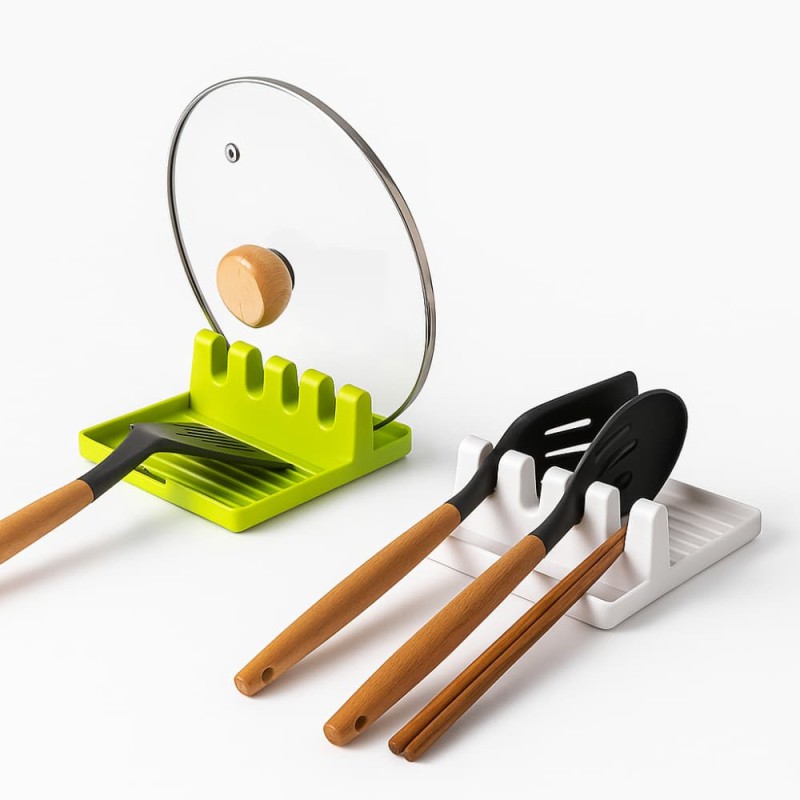 Spoon Holders for Kitchen – Non-Slip Plastic Utensil Rest & Spatula Rack Organizer