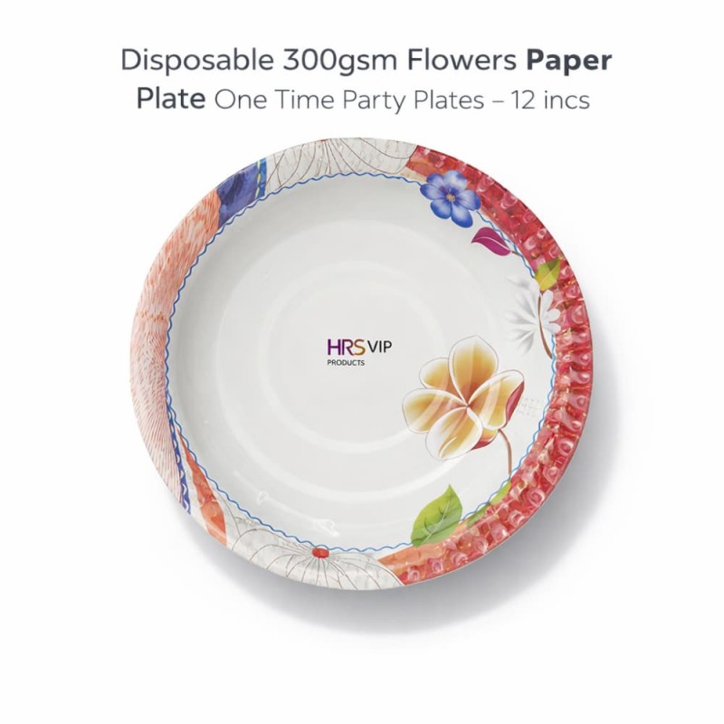 Disposable 300gsm Flowers Paper Plate One Time Party Plates 12 Inch – 50pcs