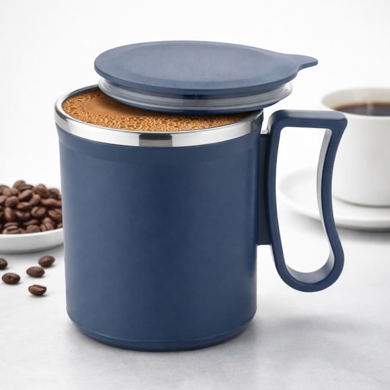 Insulated Stainless Steel Coffee Mug with Lid – Double Wall