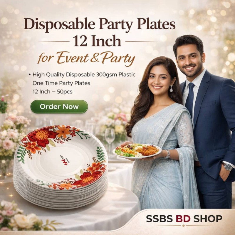 Disposable High Quality 300gsm Plastic One Time Party Plates 12 Inch – 50pcs