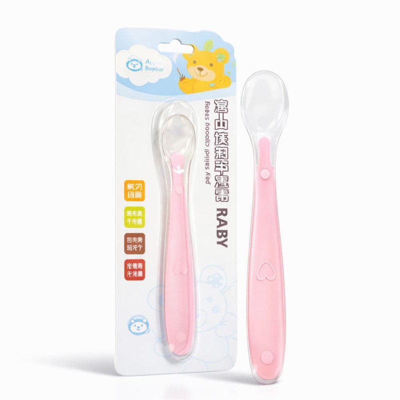 Apple Bear Soft Silicone Baby Feeding Spoon – Multicolor