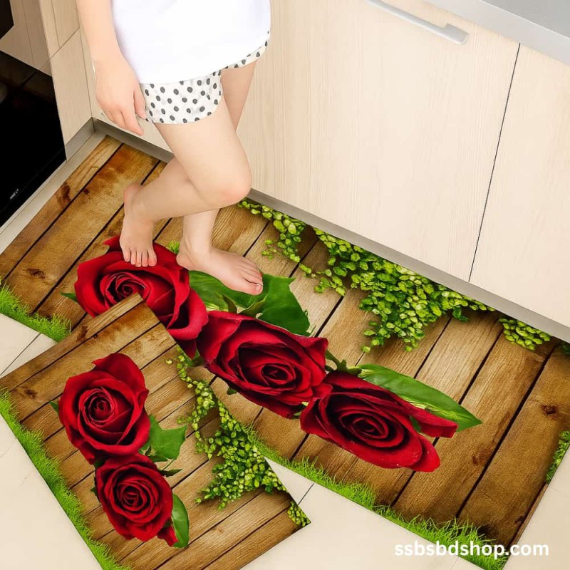 Anti-Slip 3D Geometric Kitchen & Home Floor Mats – Jacquard Rug Set
