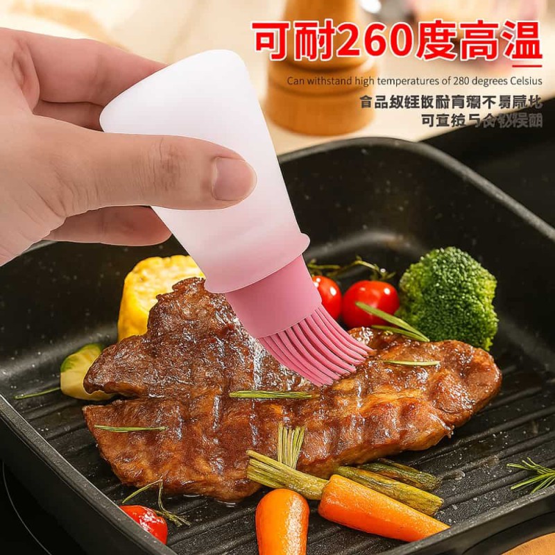 Silicone Oil Bottle with Brush & Scale – BBQ & Cooking Tool