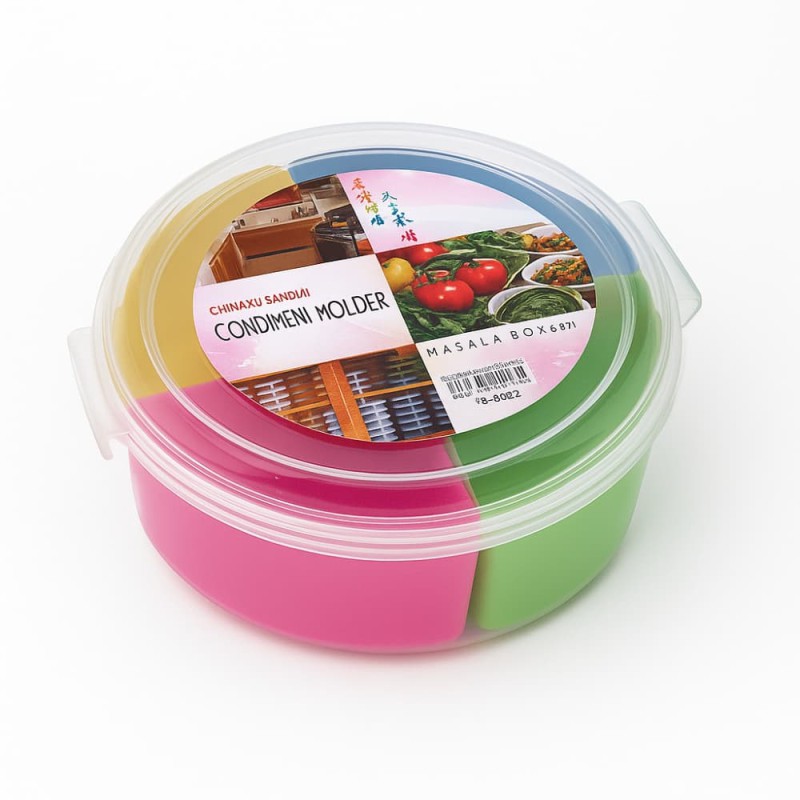 China Sugandhi Masala Box – Plastic Spice Jars Set with Spoons