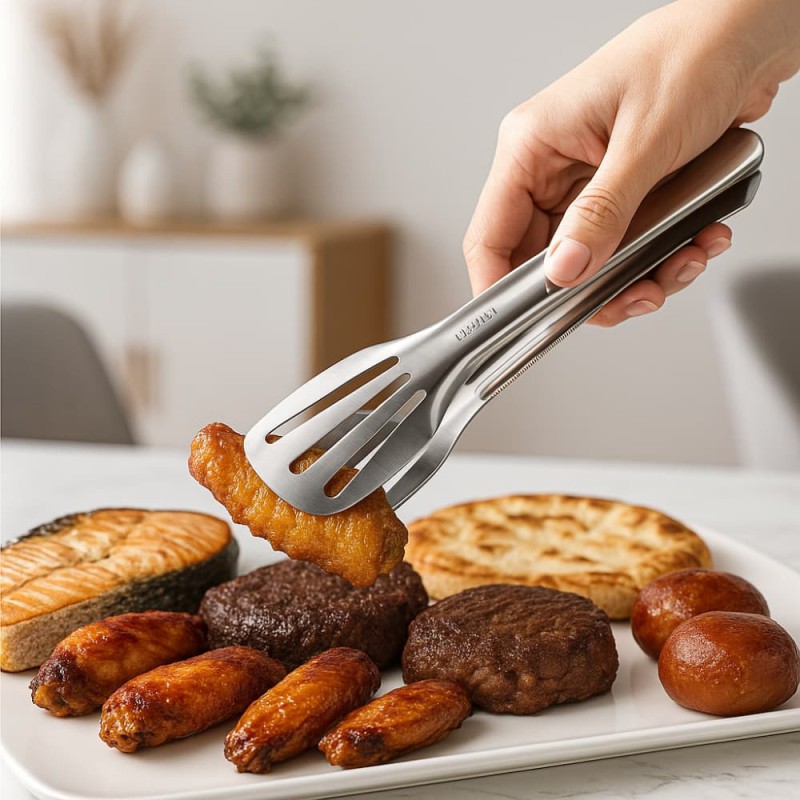 Stainless Steel Food Serving Tong 30cm – Large Size Turner & Roti Chimta | Durable Kitchen Tongs for Cooking & Serving