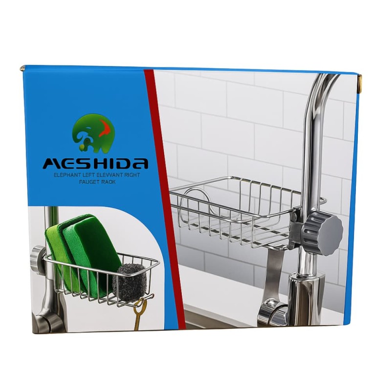 Stainless Steel Faucet Sink Rack – Punch-Free Kitchen & Bathroom Storage Organizer