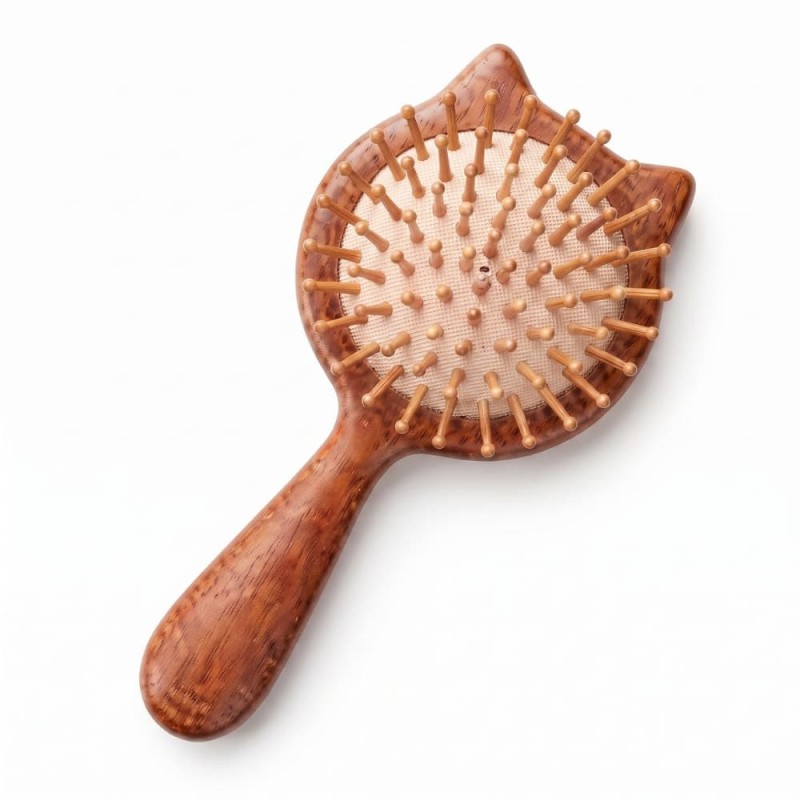 Cat-Shaped Sandalwood Wooden Hair Brush