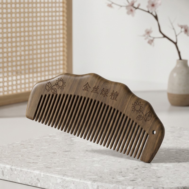 Mini Sandalwood Moon Comb – Fine Tooth