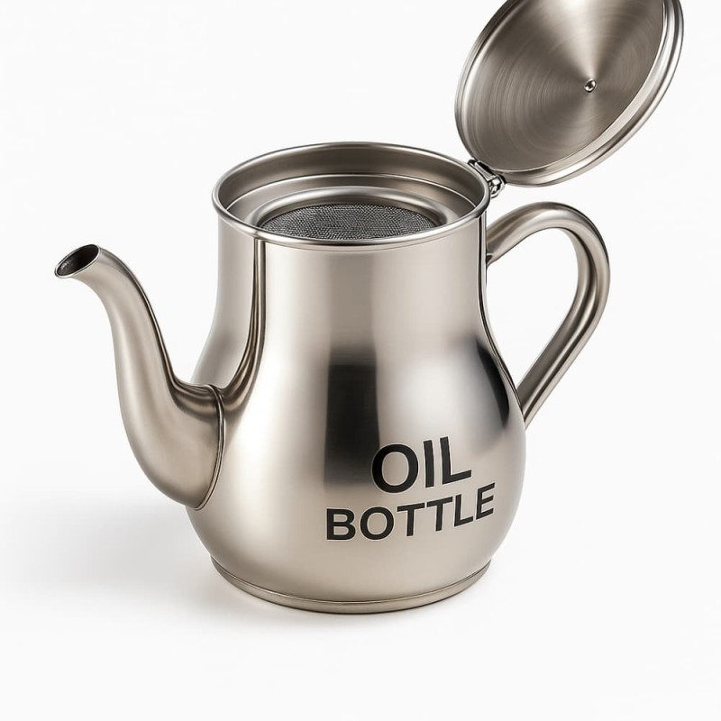 Stainless Steel Oil Bottle – Large Capacity Oil, Soy Sauce, Vinegar & Coffee Storage Container