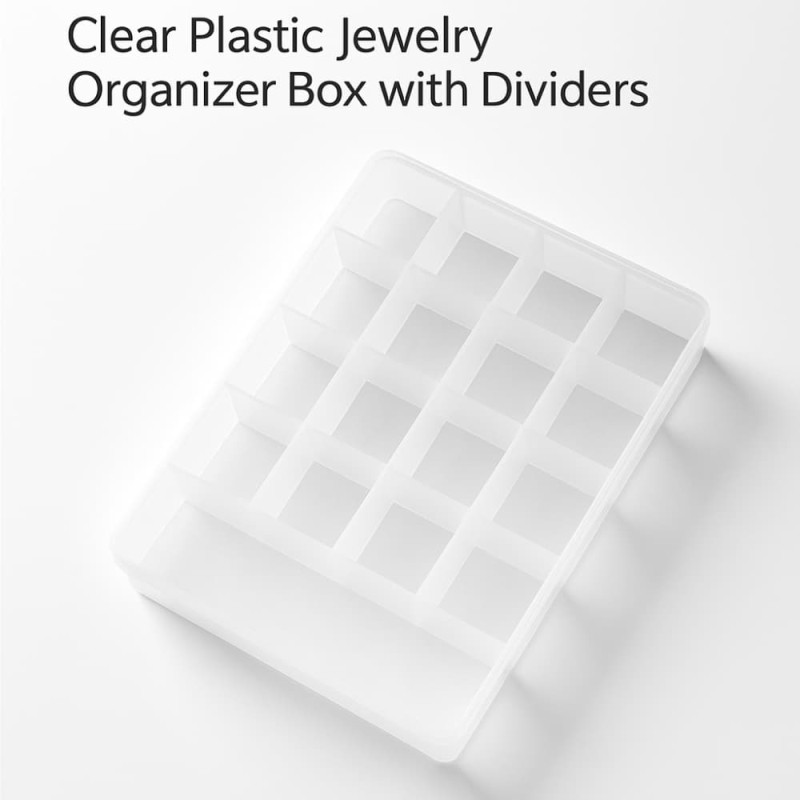 Clear Plastic Jewelry Organizer Box with Dividers – Fida Storage for Earrings & Rings