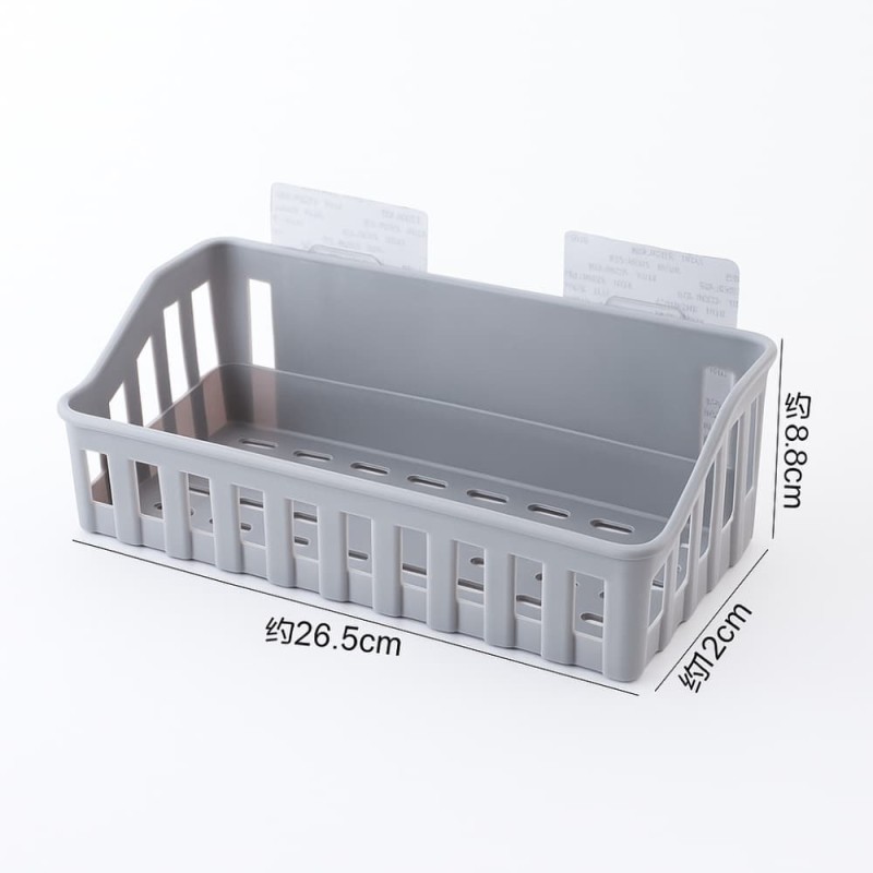 Wall Mounted Bathroom & Kitchen Storage Rack – Punch Free Shelf Organizer Basket