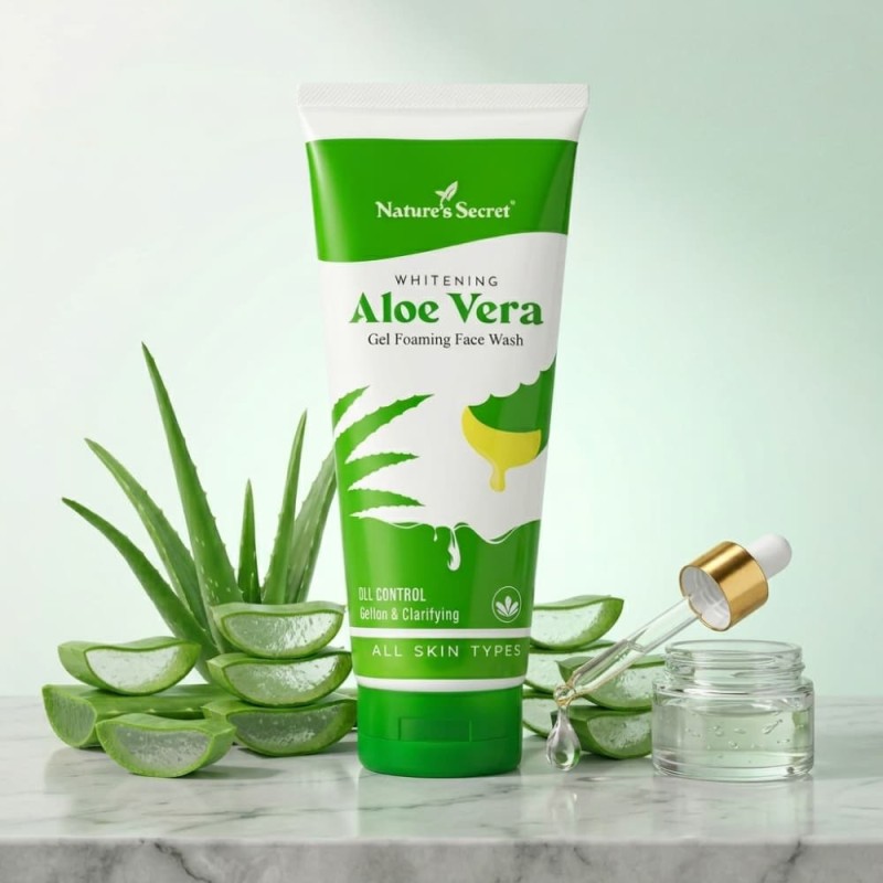 Nature's Secret Aloe Vera Whitening Foaming Face Wash – Oil Control & Clarifying for All Skin Types 100ml