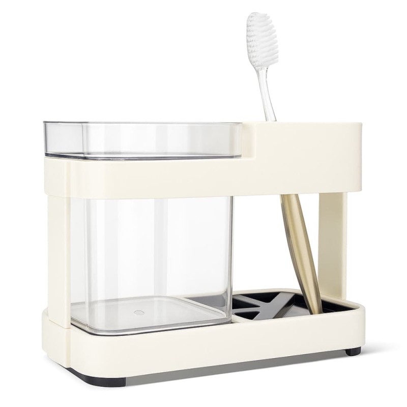 Toothbrush Box Holder with 1 Cup – Removable Bathroom Storage Organizer for Toilet & Sink
