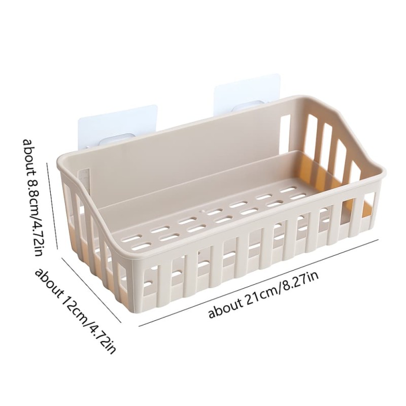 Wall Mounted Bathroom & Kitchen Storage Rack – Punch Free Shelf Organizer Basket